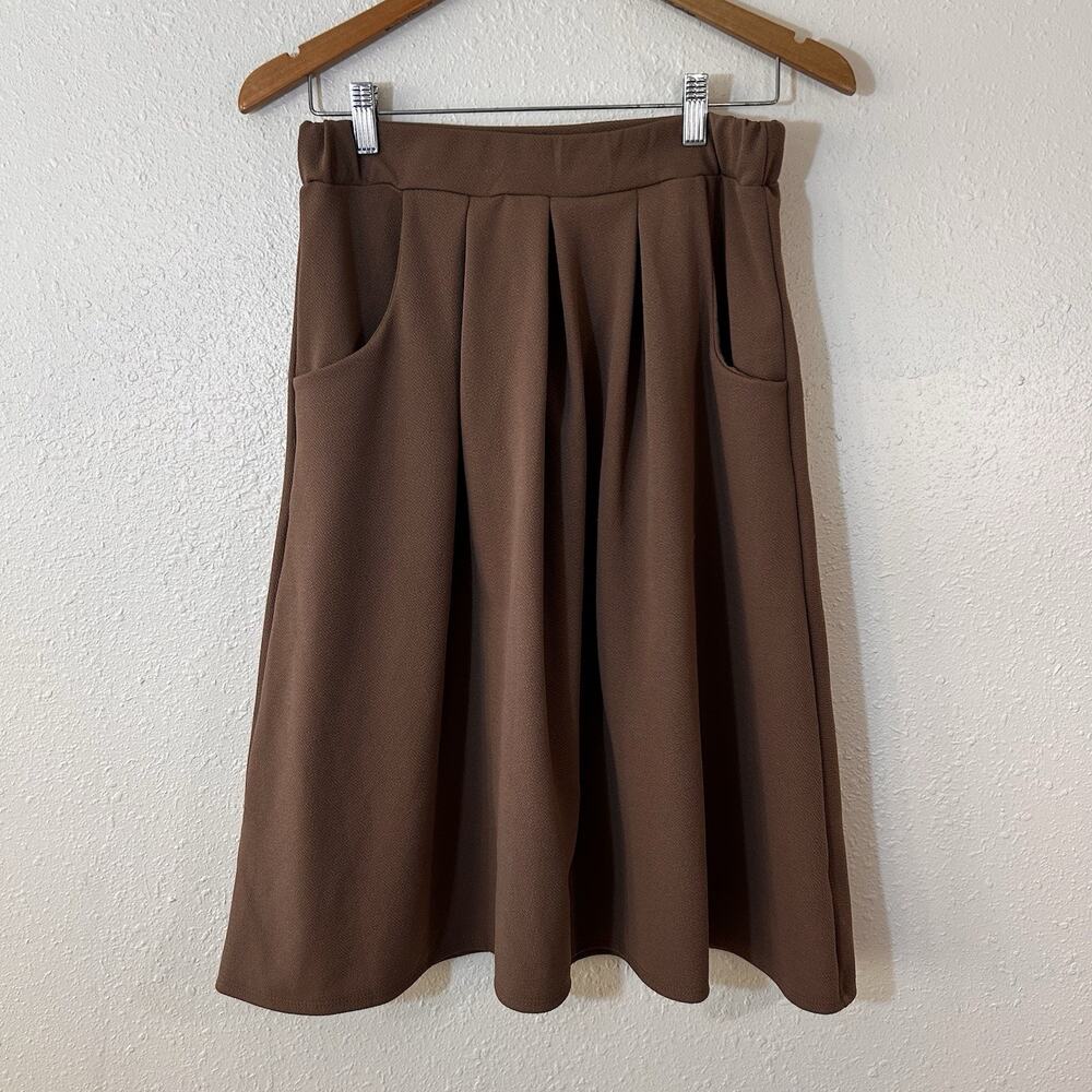 Brown A-Line Women’s Skirt with Pockets